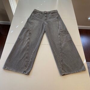 ZARA TRF Wide Leg Cargo Jeans in Medium Grey Wash Size 10